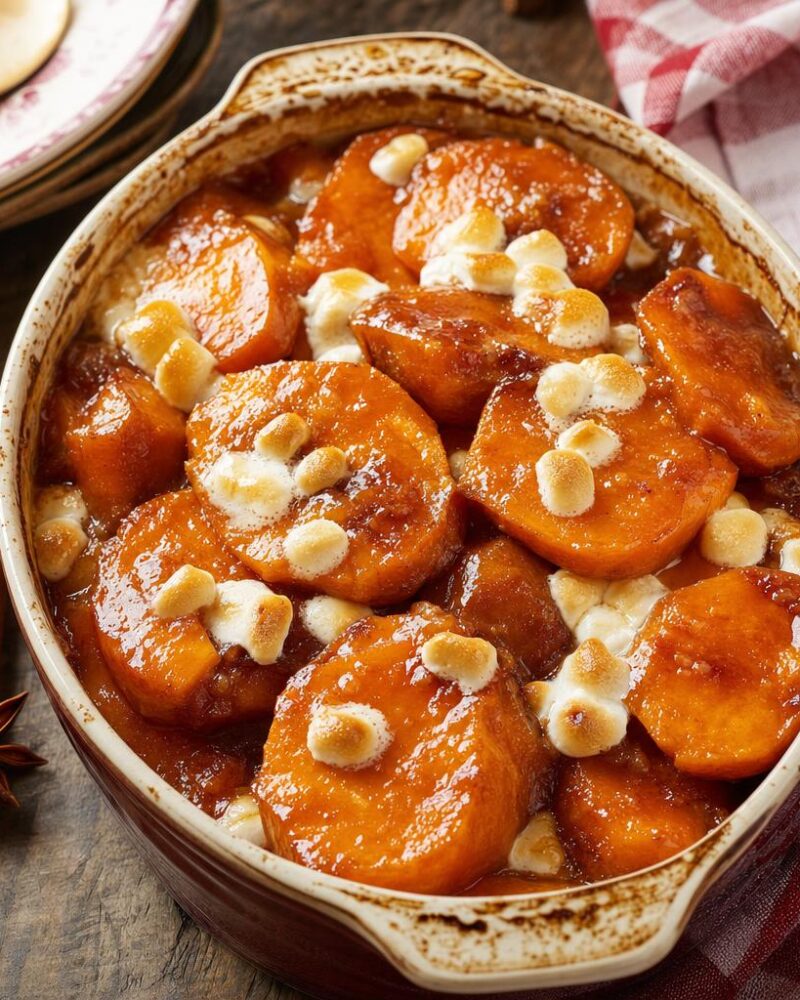 Candied yams with brown sugar glaze
