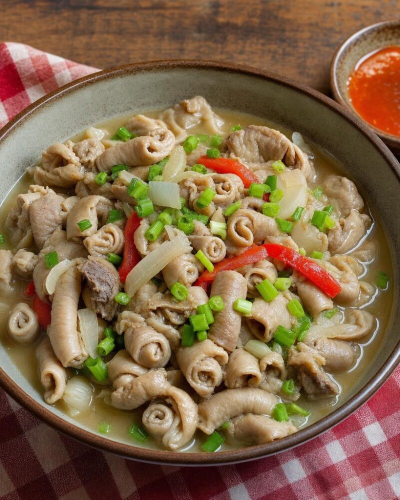 Chitlins simmered with onion and pepper