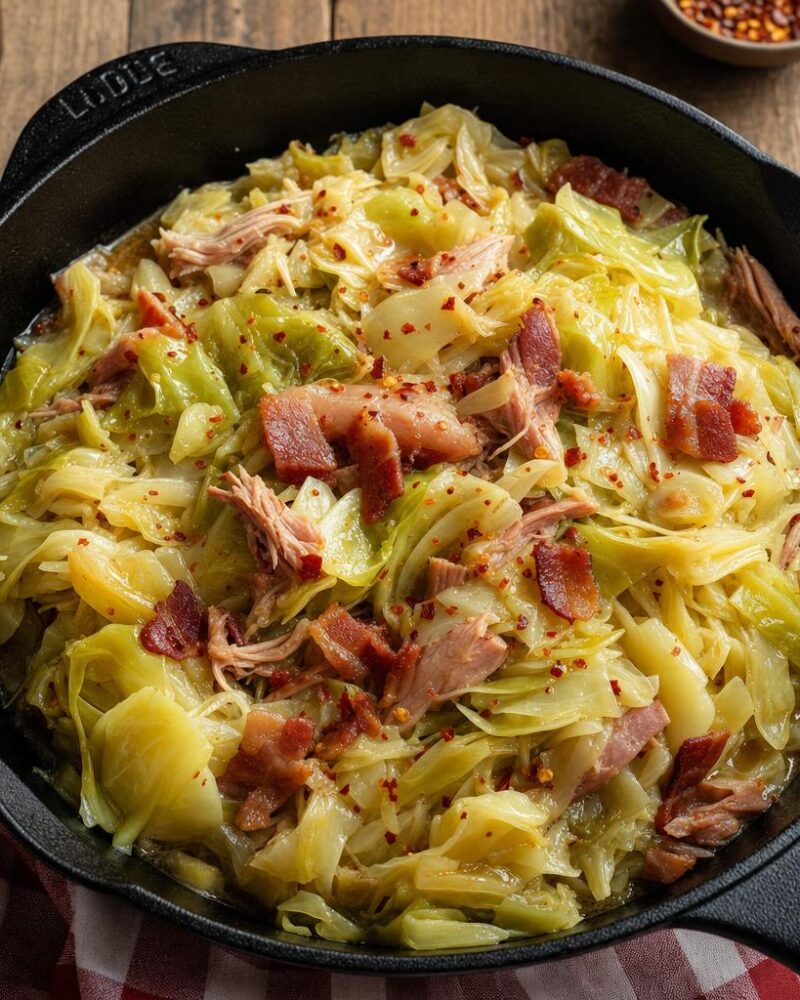 Smothered cabbage with smoked turkey