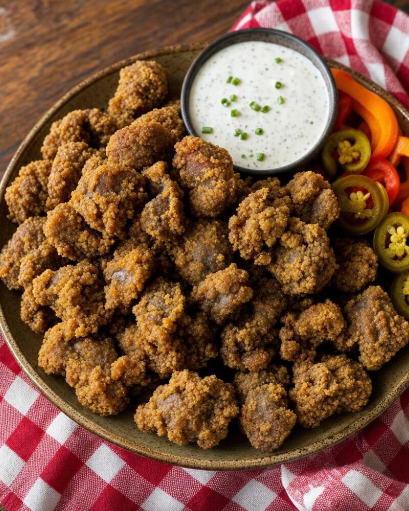 Soul food fried chicken gizzards
