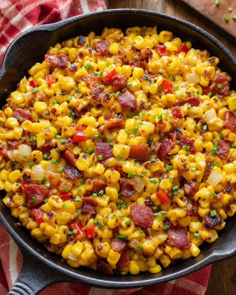 Soul food fried corn with bacon