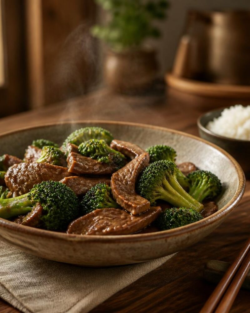 Beef and Broccoli in Oyster Sauce — velvet-smooth beef and bright green broccoli in a glossy oyster sauce
