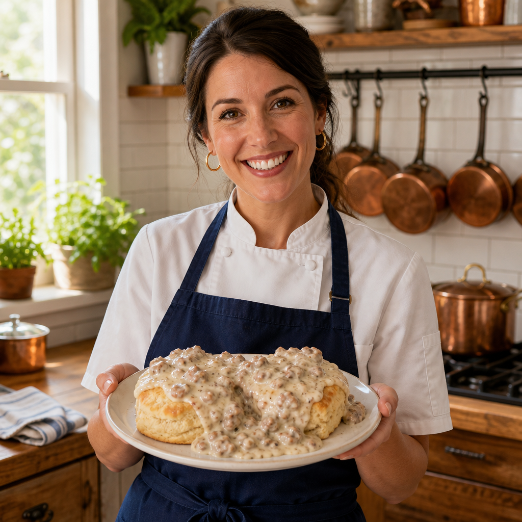 Chef Emily presents Biscuits and Sausage Gravy