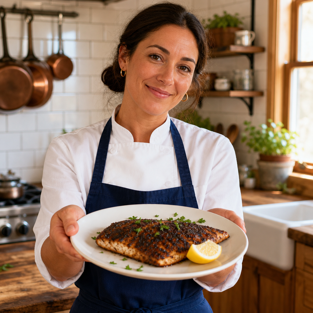 Chef Emily presents Blackened Redfish