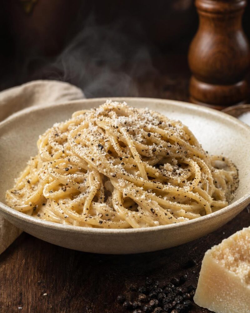 Cacio e Pepe - spaghetti with creamy pecorino romano and toasted black pepper