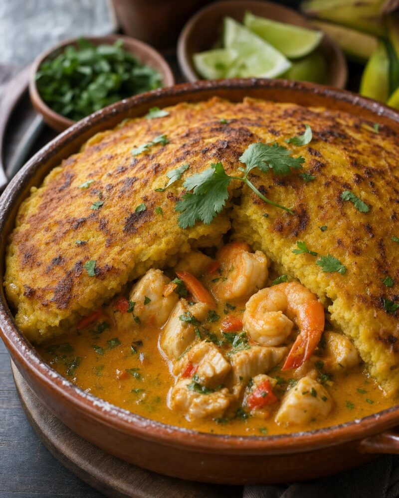Cazuela de Mariscos - Plantain Seafood Casserole