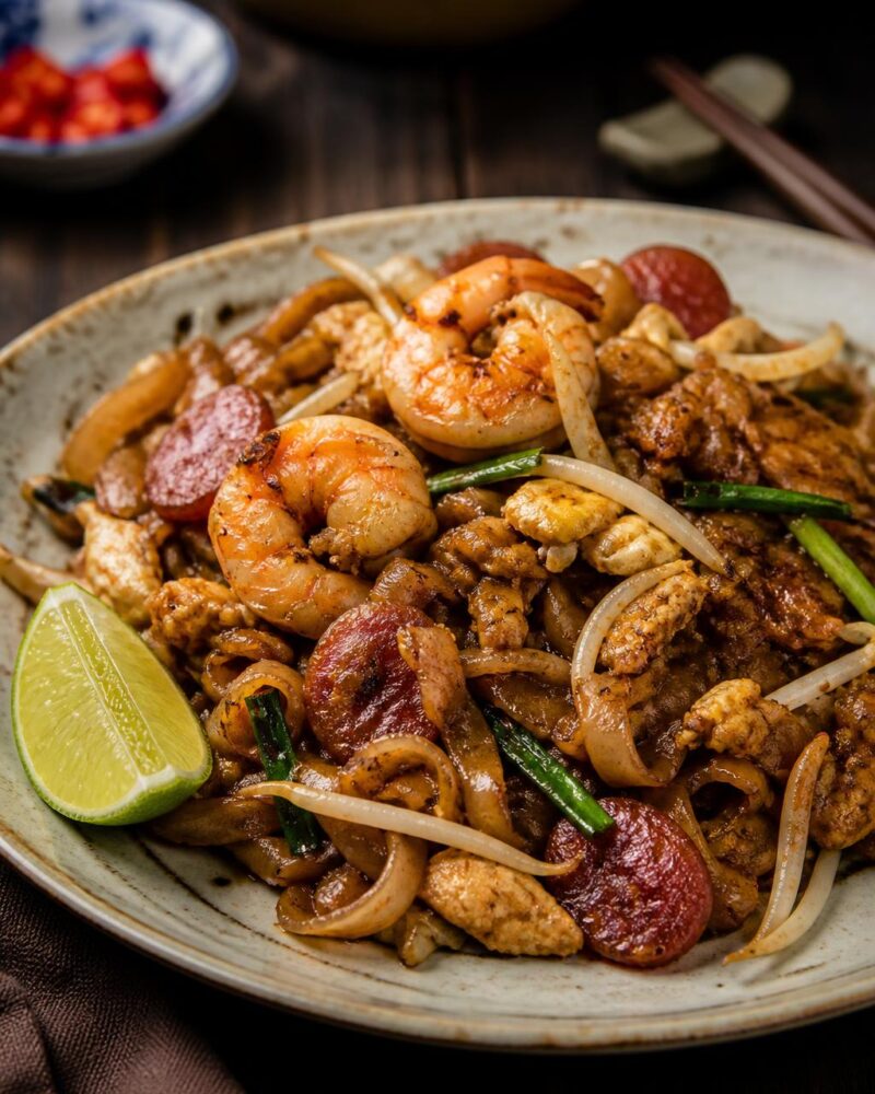 Char Kway Teow - wok-charred noodles with shrimp and Chinese sausage