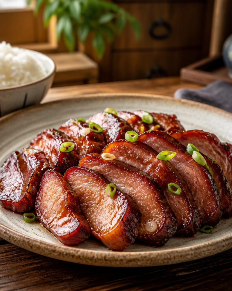Char Siu — glossy lacquered Cantonese barbecue pork with a caramelized sweet-savory crust