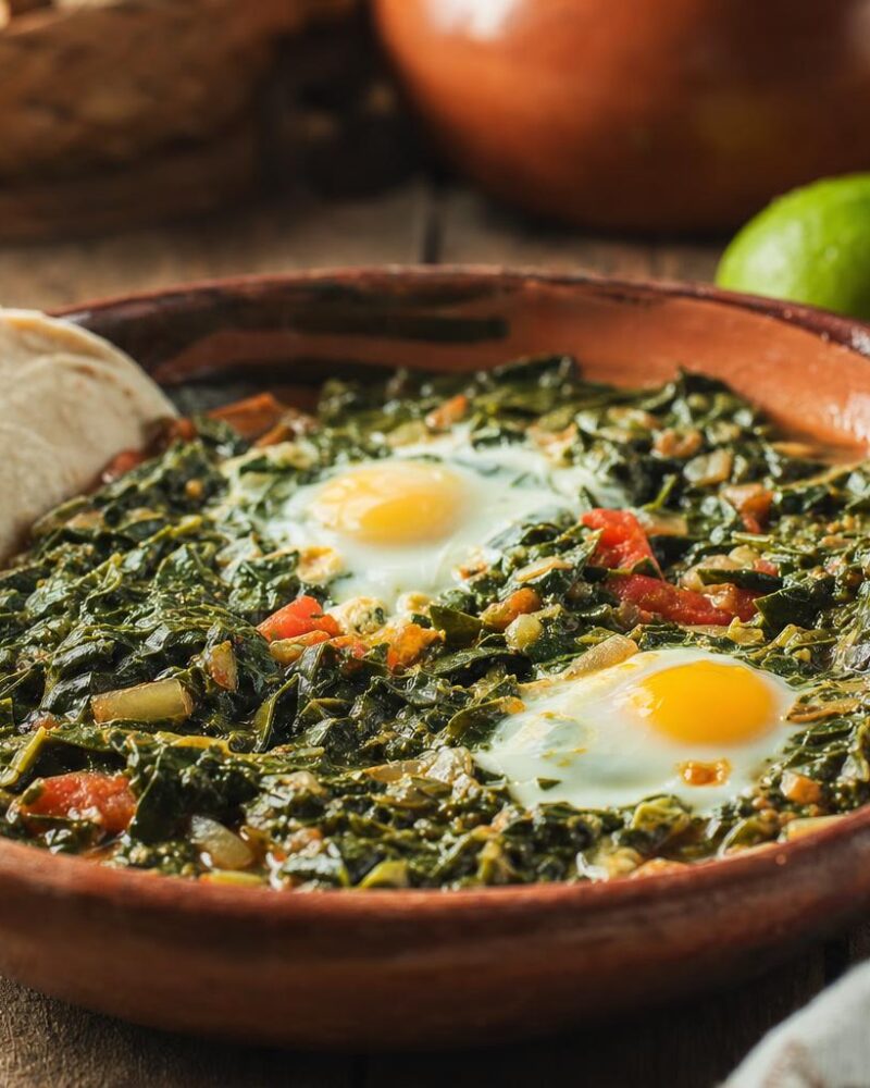 Chaya con Huevo - Yucatecan chaya greens with eggs