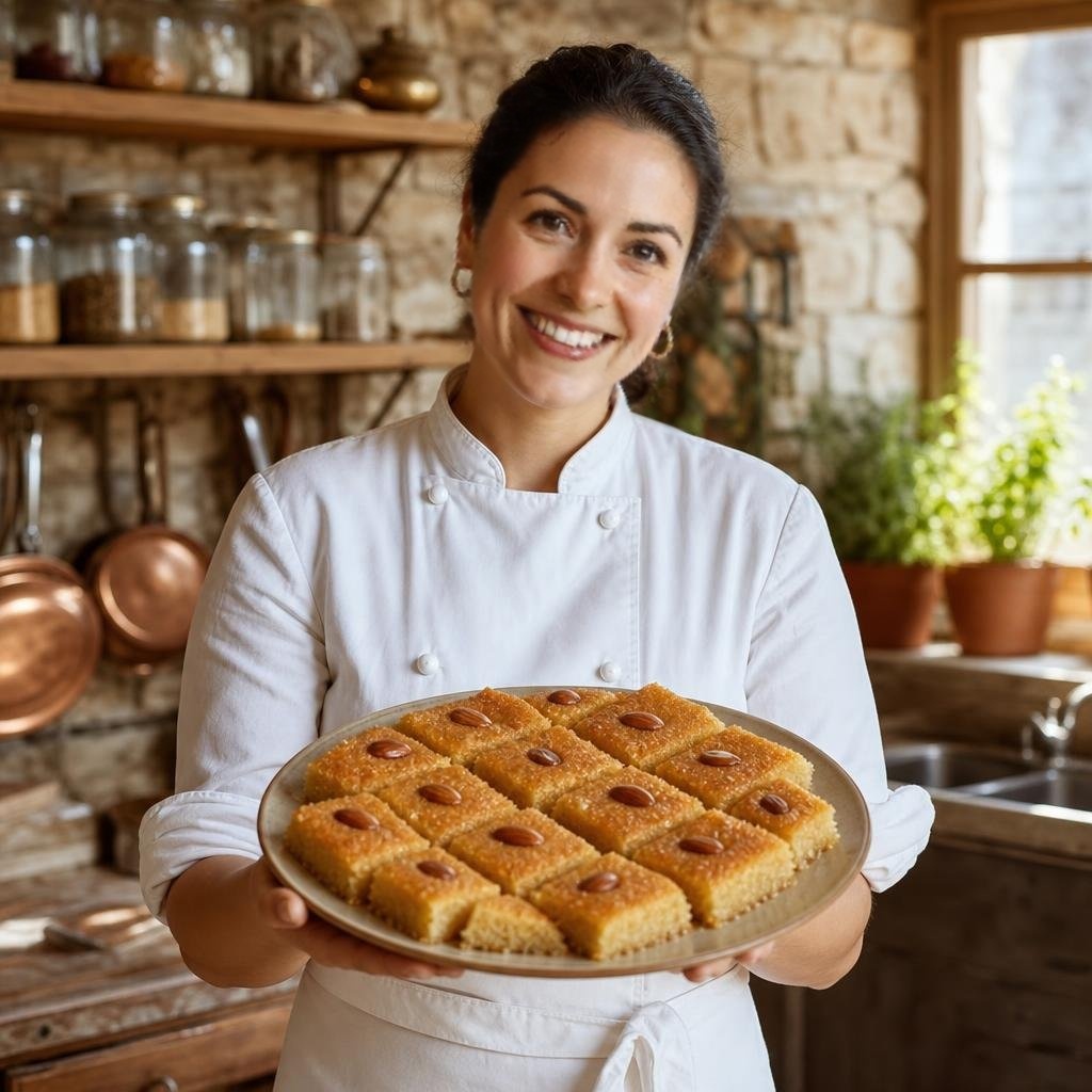 Chef Emily presents Basbousa (Semolina Syrup Cake)
