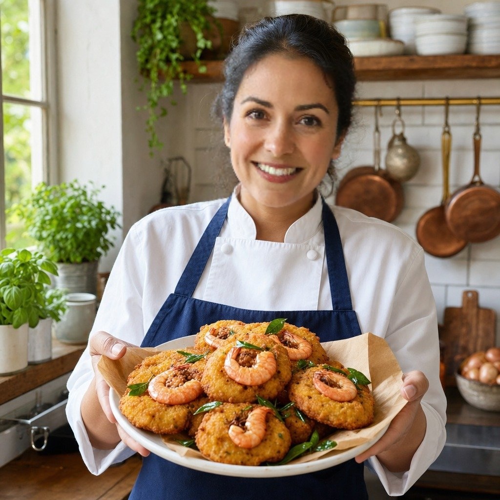 Chef Emily présente les vadai aux crevettes