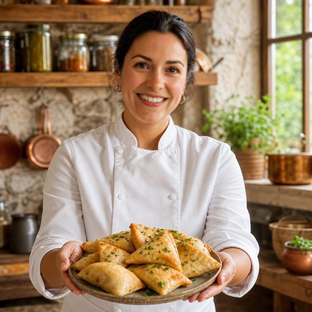 Chef Emily presents Sambousek (Crispy Meat Pastries)