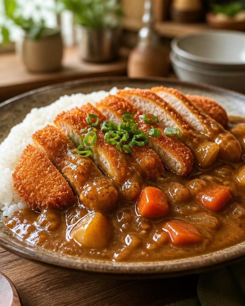 Chicken Katsu Curry with crispy cutlet and Japanese curry sauce