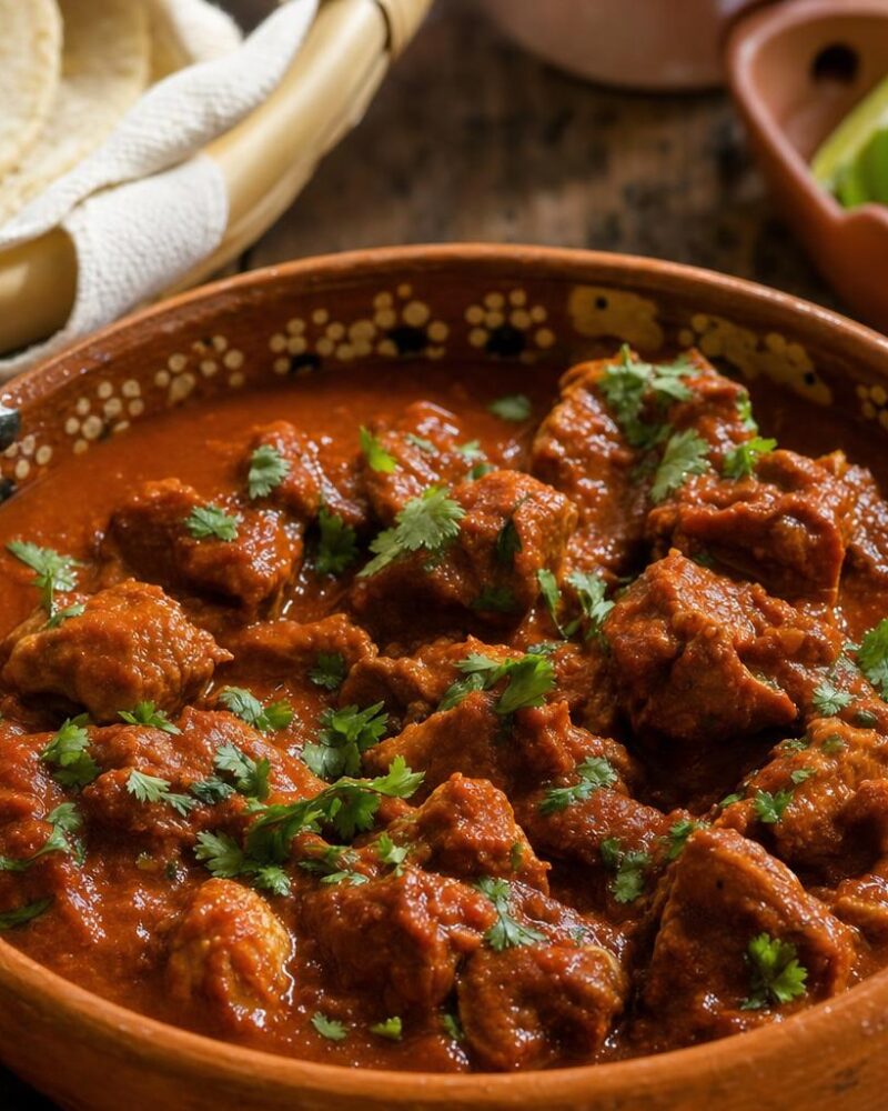 Oaxacan chileajo, pork in garlic guajillo chile sauce
