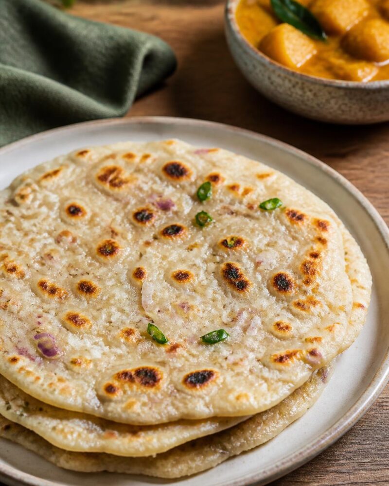 Coconut Roti - savory flatbread with fresh coconut and chili