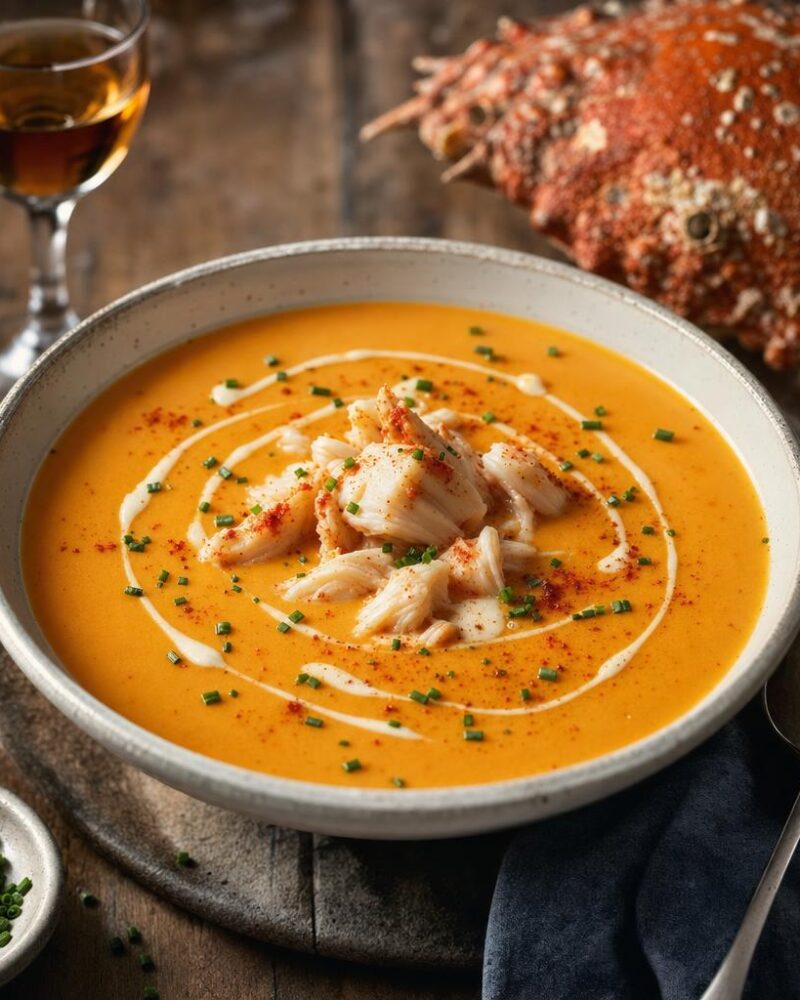 Crab Bisque - velvety Dungeness crab bisque with a splash of sherry