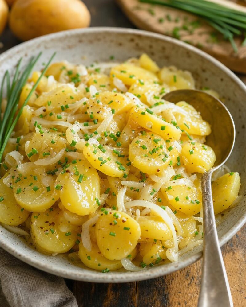 German potato salad with vinegar-oil dressing and chives