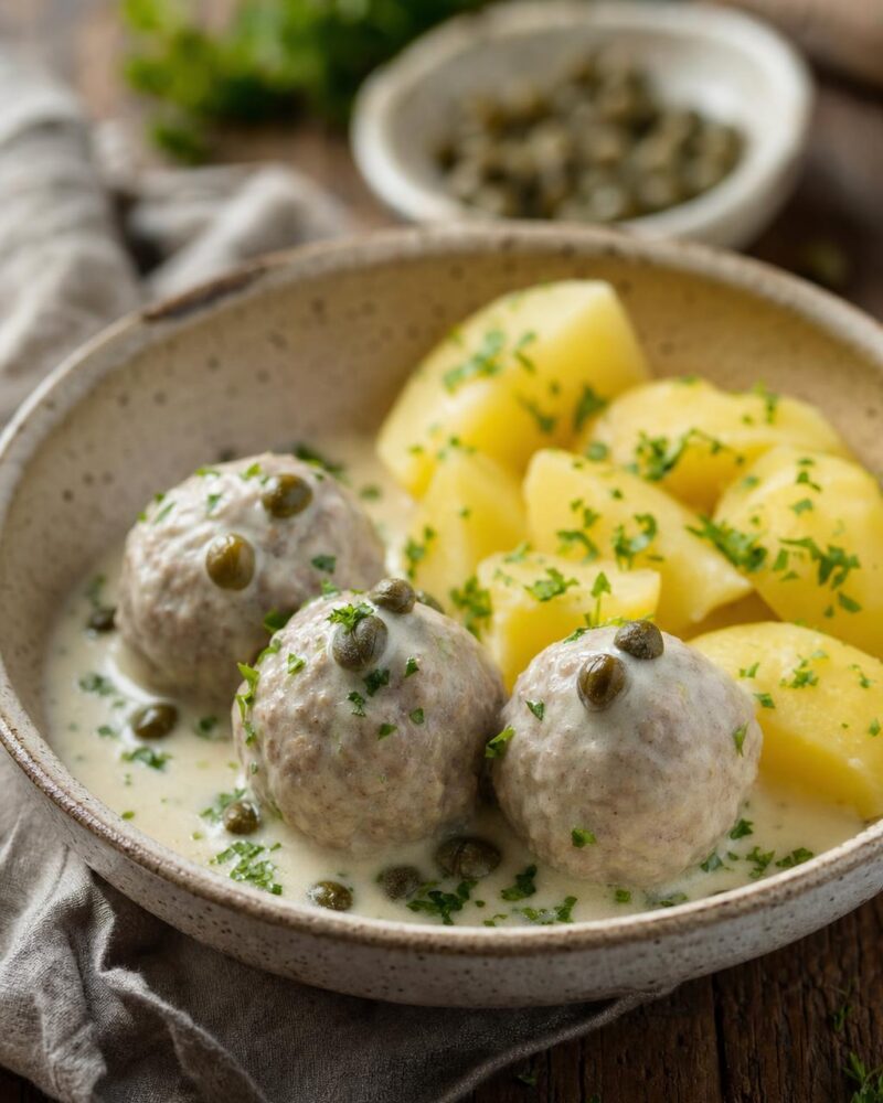 Königsberger Klopse meatballs in creamy caper sauce