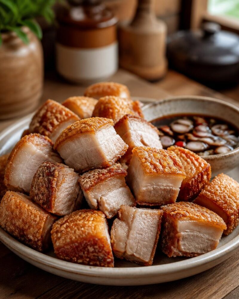Lechon Kawali — deep-fried crispy pork belly with shattering crackling skin