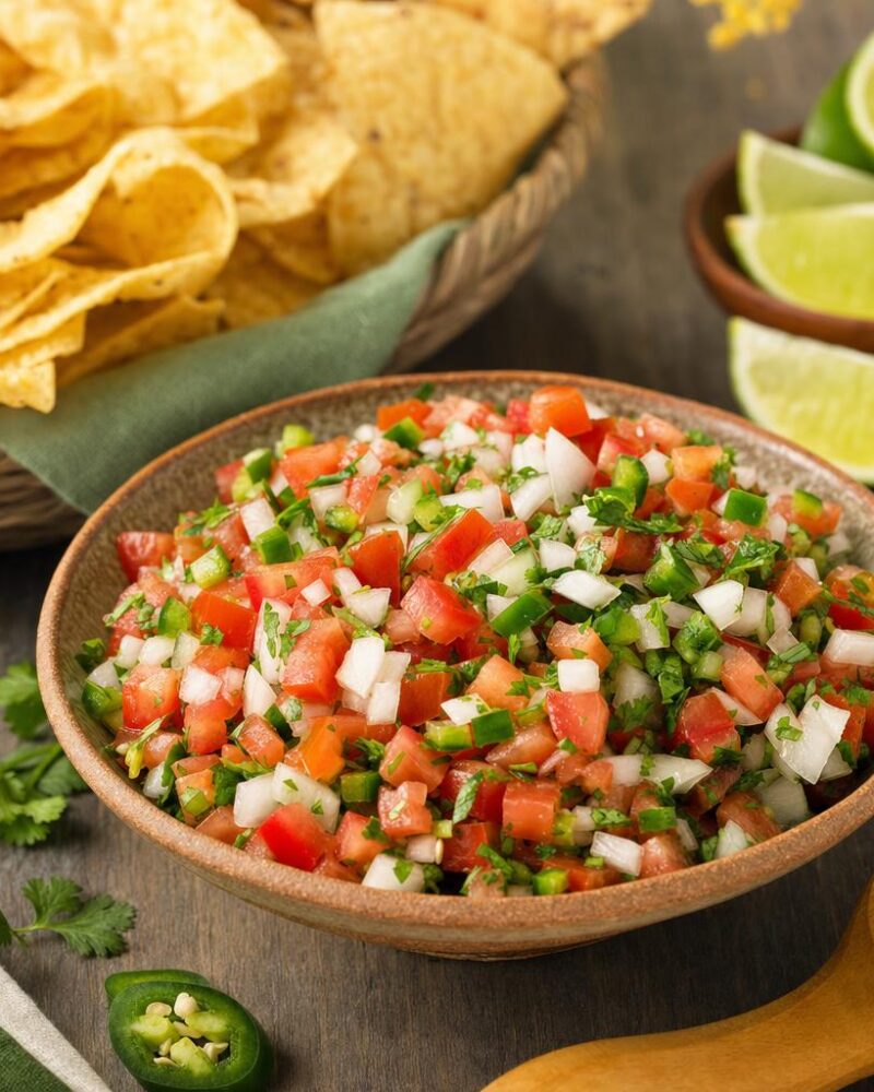 Fresh pico de gallo with tomatoes, onion, jalapeño and cilantro