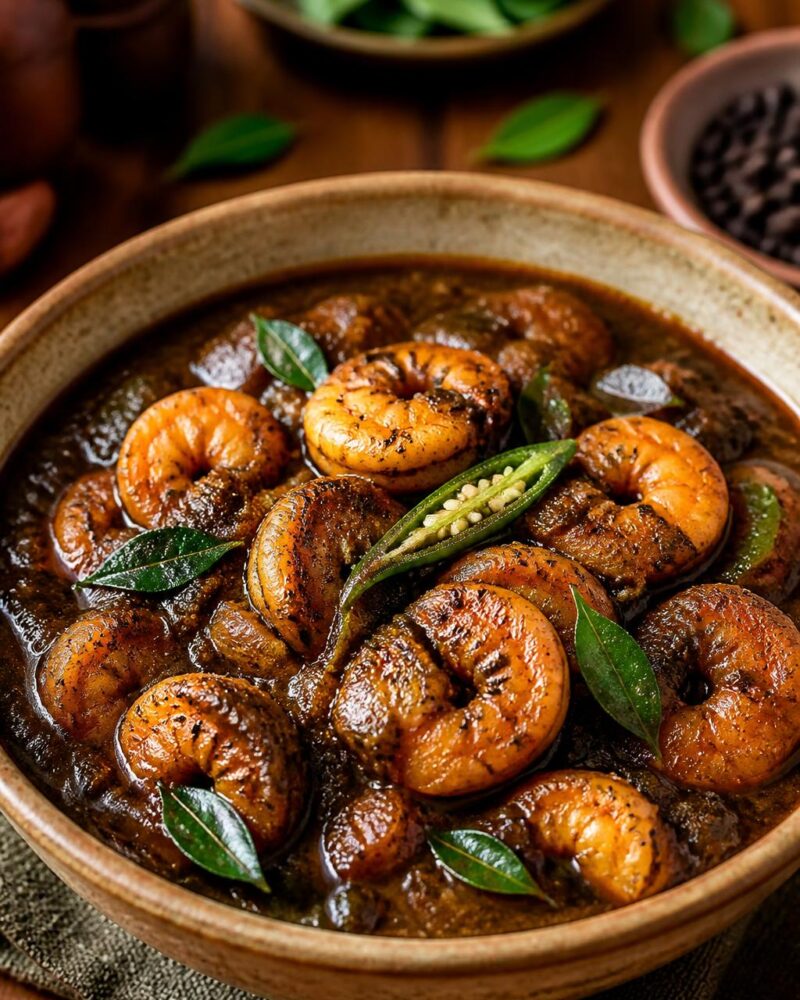 Prawn Masala - prawns in coconut-thickened black pepper masala