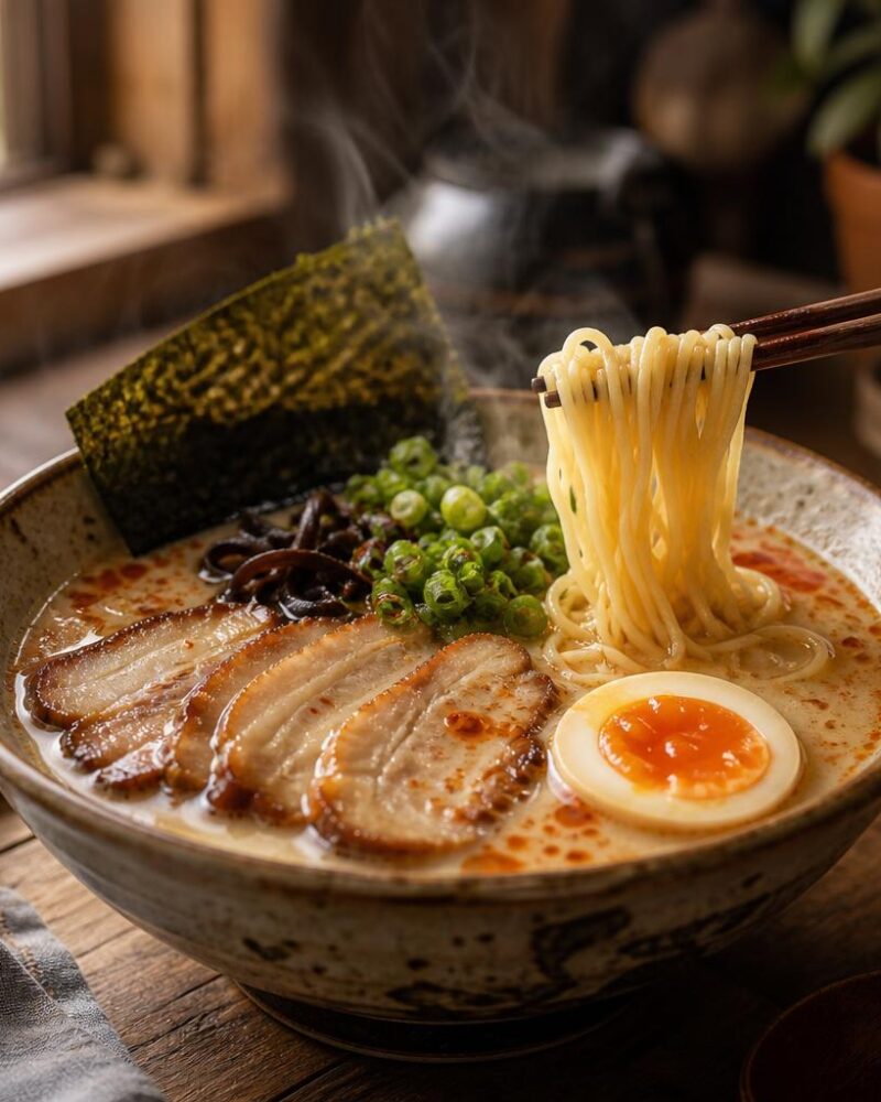 Tonkotsu Ramen with chashu and soft-boiled egg